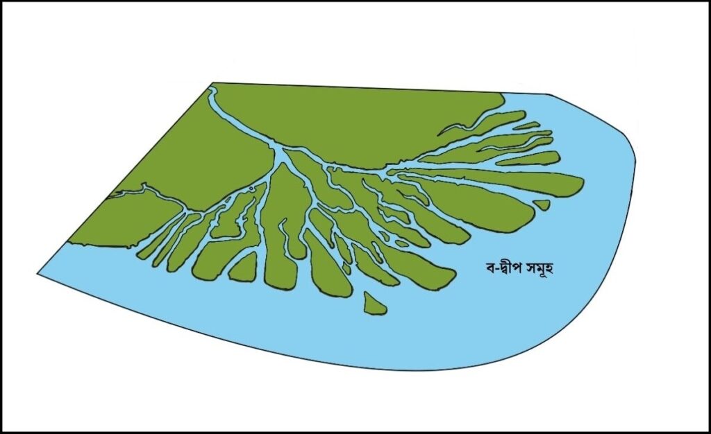 ব-দ্বীপ চিত্র - নদীর সঞ্চয় কার্যের ফলে সৃষ্ট ভূমিরূপ